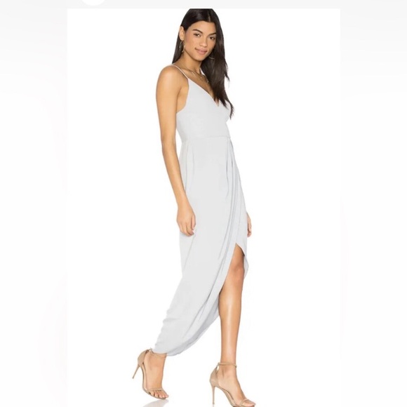 Shona Joy Evening Dress Powder Blue Front Slit Wedding Guest Midi 4 - Picture 1 of 12
